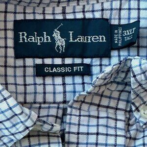 Polo Ralph Lauren Oxford Classic Fit White Dress Shirt Striped 3XLT Tall